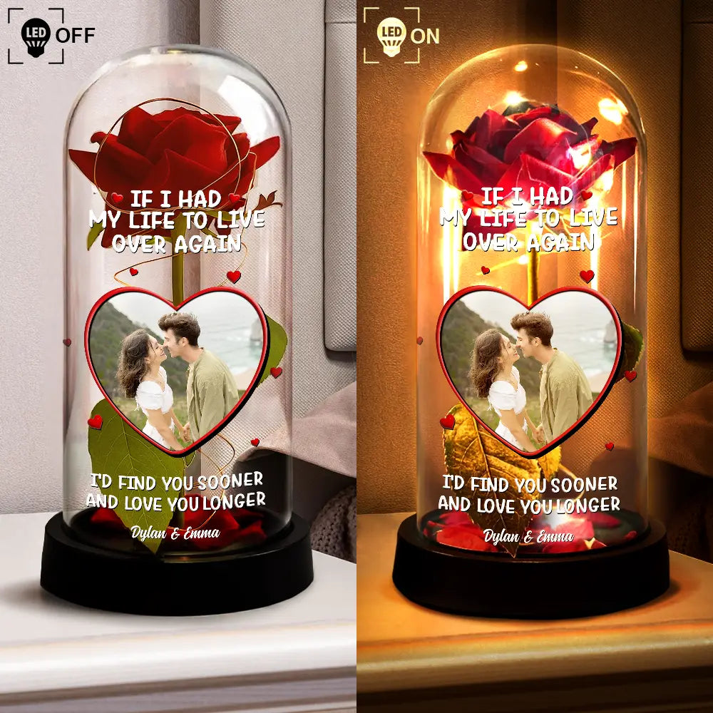 Gift For Couples,Old Couples,Gift For Wife,Gift For Girlfriend,LGBT,Love - Custom Photo Together And Forever Yours - Personalized Everlasting Rose Dome Lamp
