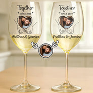 Gift For Couples, Gift For Husband, Gift For Wife, Love, Custom Photo - Custom Photo Together Since - Personalized Wine Glass