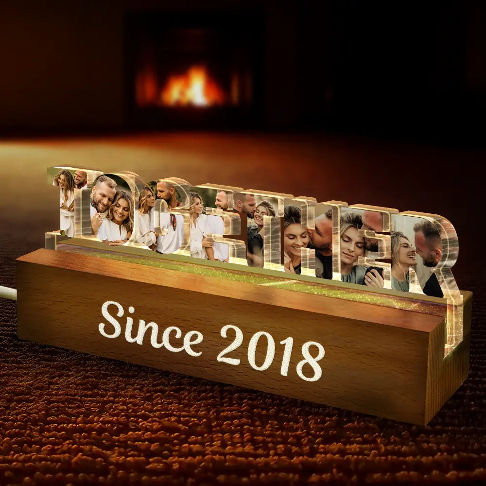 Gift For Couples, Love, Happy, Custom Photo - Custom Photo Together Since Year Couple Anniversary - Personalized Custom Shaped LED Light