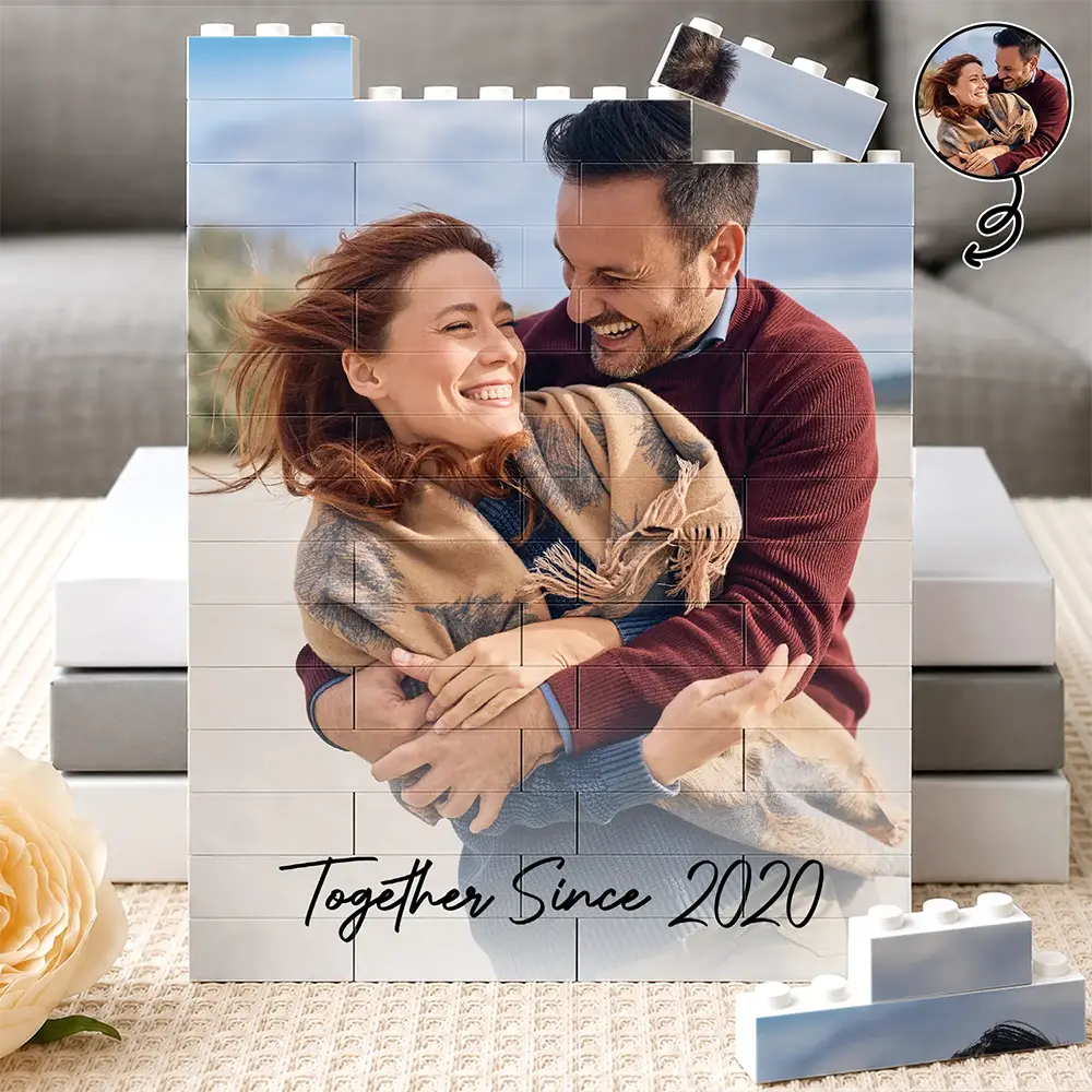 Custom Photo, Anniversary, Gift For Couples, Romantic, Dynamic Photo - Custom Photo Together & Forever Couple - Personalized Building Brick Blocks