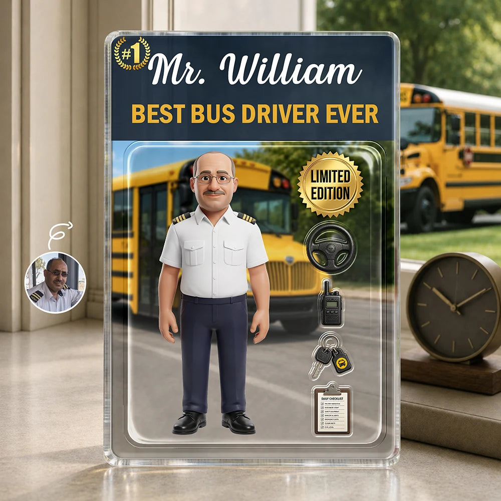 Custom Photo Toybox Figure Best Bus Driver Ever - Personalized Custom Shaped Acrylic Plaque