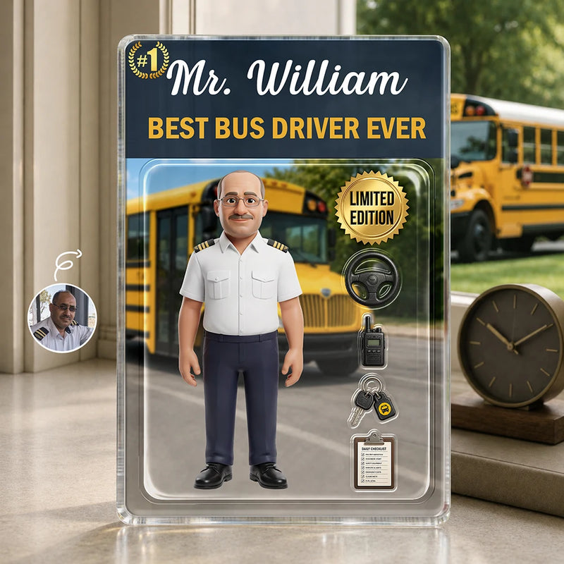 Art Design, Back To School, Proud, Photo - Toybox Figure - Custom Photo Toybox Figure Best Bus Driver Ever - Personalized Custom Shaped Acrylic Plaque