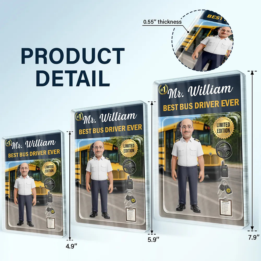 Art Design, Back To School, Proud, Photo - Toybox Figure - Custom Photo Toybox Figure Best Bus Driver Ever - Personalized Custom Shaped Acrylic Plaque