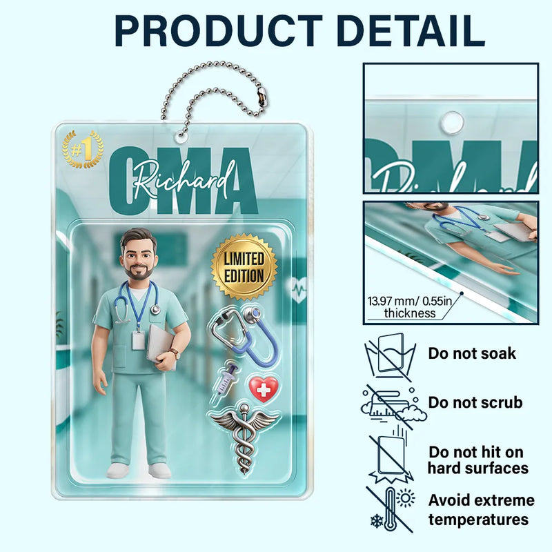Custom Photo, Art Design, Nurse, Confident, Photo - Toybox Figure - Custom Photo Toybox Figure Nurse Limited Edition - Personalized Acrylic Car Hanger