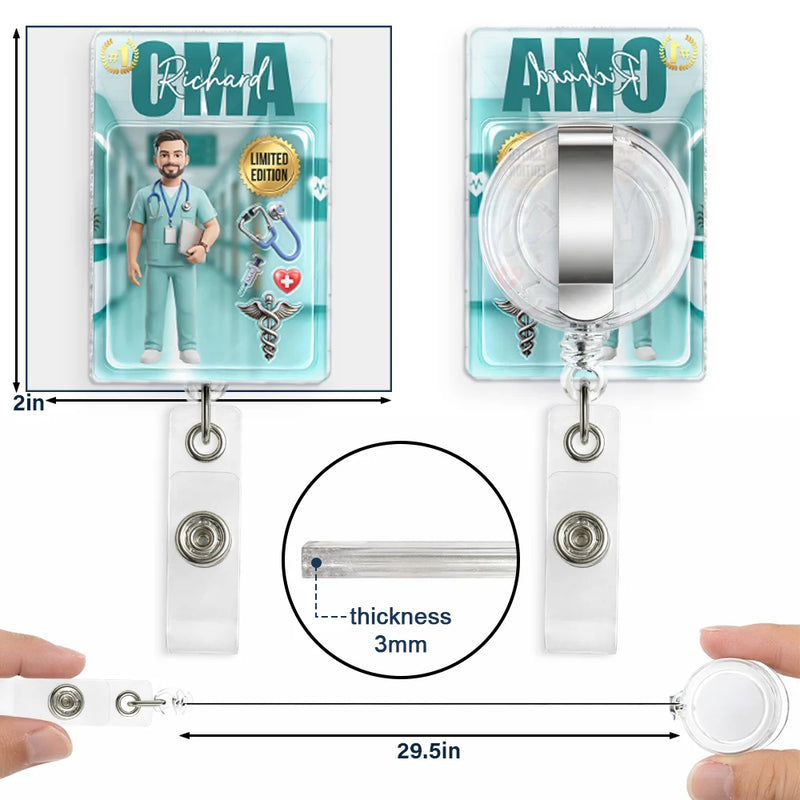 Art Design, Confident, Nurse, Photo - Toybox Figure - Custom Photo Toybox Figure Nurse Limited Edition - Personalized Badge Reel