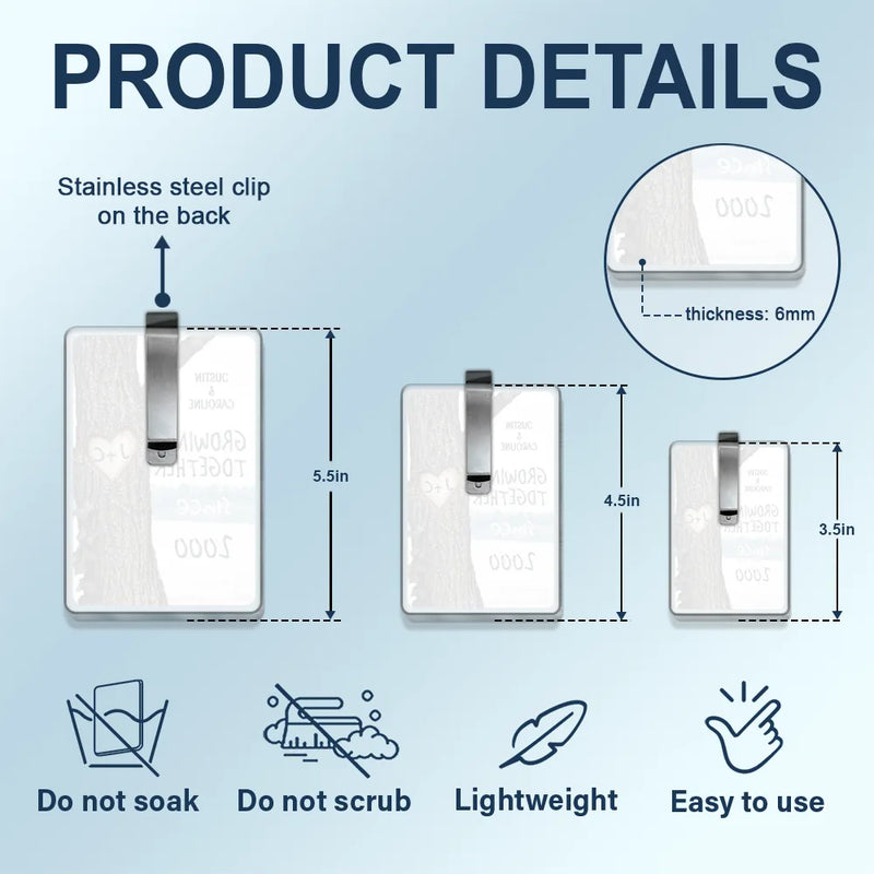Gift For Couples,Custom Photo,Love - Custom Photo Tree Heart Carved Effect Couple Growing Together Since - Personalized Custom Shaped Acrylic Car Visor Clip