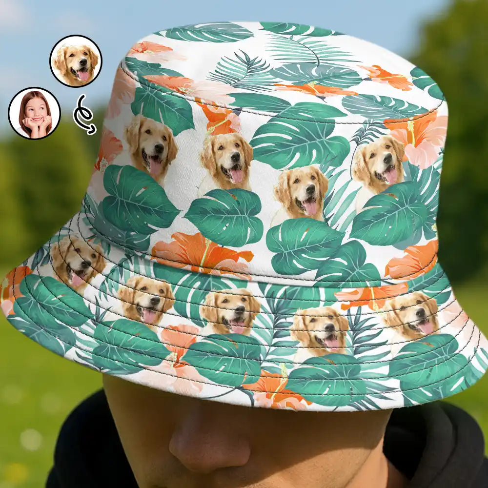 Custom Photo Tropical Pet Family Face - Personalized Bucket Hat