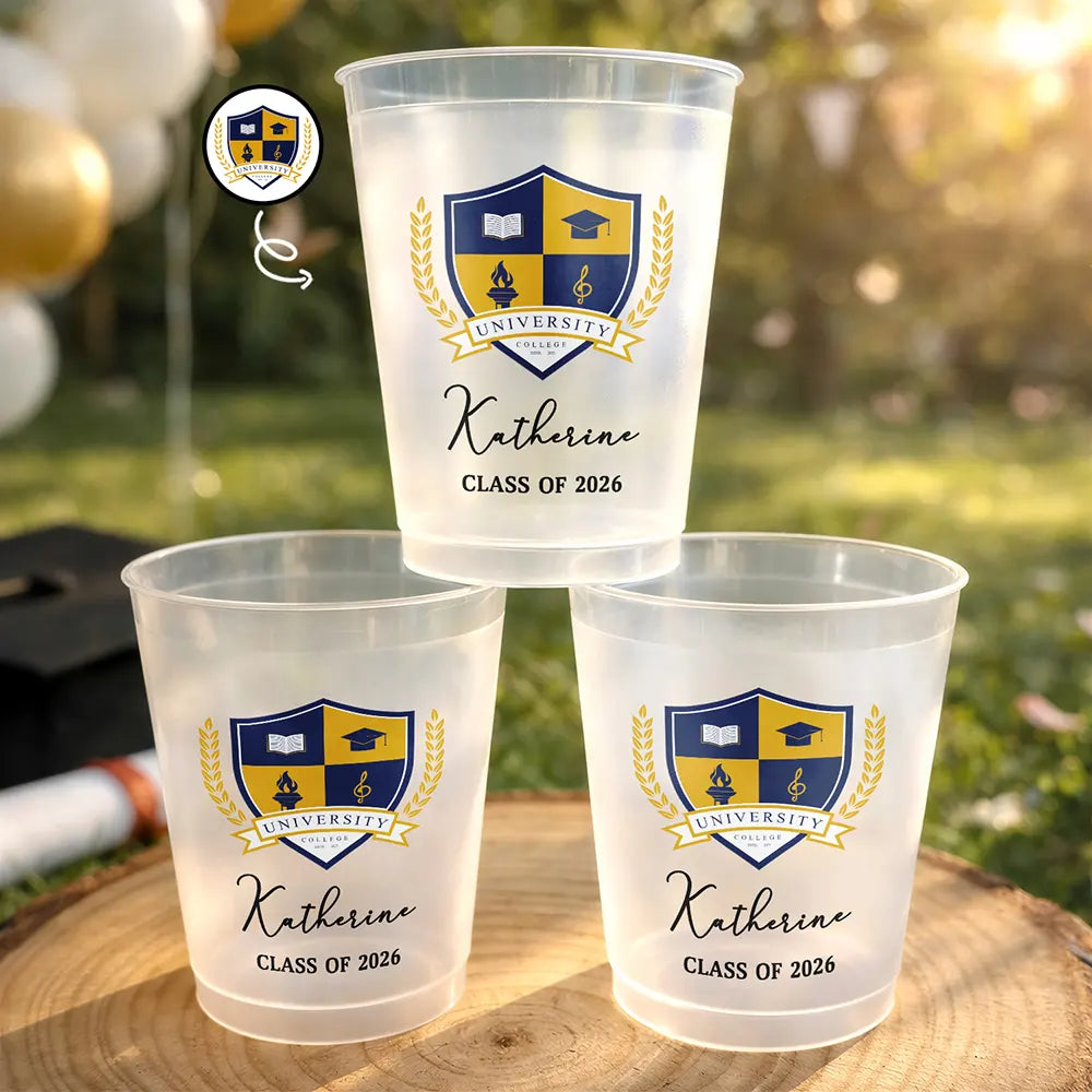 Gift For Women,Gift For Men,Graduation,Custom Photo,Happy,Gift For Yourself - Custom Photo University Logo Graduation - Personalized Frosted Cups