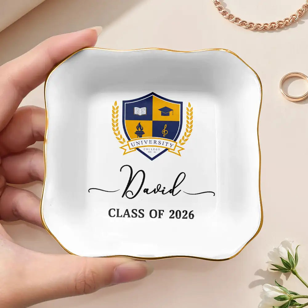 Graduation,Happy - Custom Photo University Logo Graduation - Personalized Ring Dish