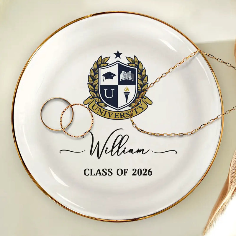 Graduation,Happy - Custom Photo University Logo Graduation - Personalized Ring Dish