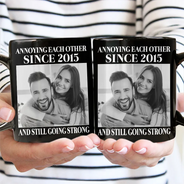 Old Couples,Gift For Husband,Gift For Wife,Gift For Couples,Gift For Boyfriend,Gift For Girlfriend,Love - Custom Photo Vintage Annoying Each Other Since - Personalized Mug