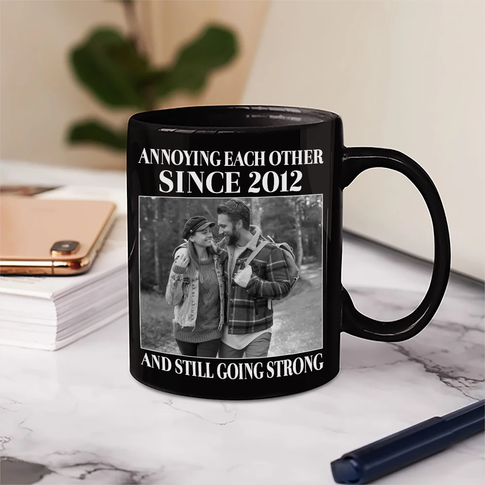 Old Couples,Gift For Husband,Gift For Wife,Gift For Couples,Gift For Boyfriend,Gift For Girlfriend,Love - Custom Photo Vintage Annoying Each Other Since - Personalized Mug