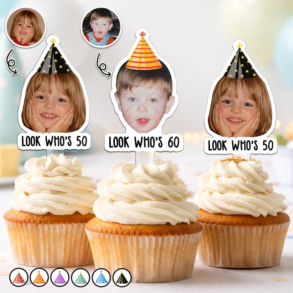 Custom Photo Vintage Birthday Funny Face - Personalized Acrylic Cake Topper