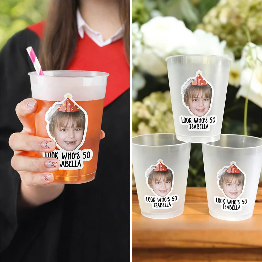 Gift For Women,Gift For Men,Gift For Yourself,Funny - Custom Photo Vintage Birthday Funny Face - Personalized Frosted Cups