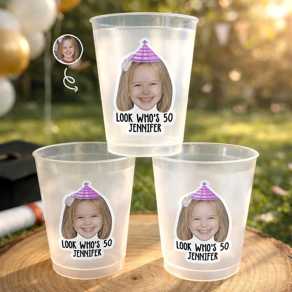 Custom Photo Vintage Birthday Funny Face - Personalized Frosted Cups