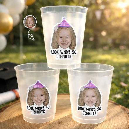 Custom Photo Vintage Birthday Funny Face - Personalized Frosted Cups