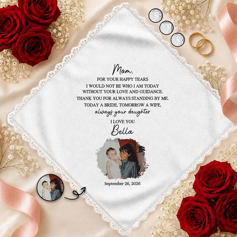 Custom Photo Vintage Childhood For Happy Tears - Personalized Handkerchief
