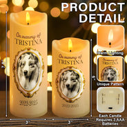 Pet Lovers, Custom Photo, Love - Custom Photo Vintage Frame Golden Ceramic Effect - Personalized Flameless LED Candle