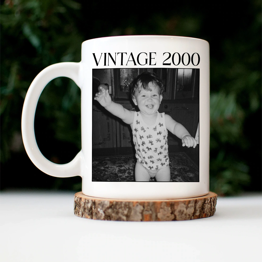 Gift For Mother,Gift For Grandma,Gift For Father,Gift For Grandpa,Love,Custom Photo - Custom Photo Vintage Image And Year - Personalized Mug