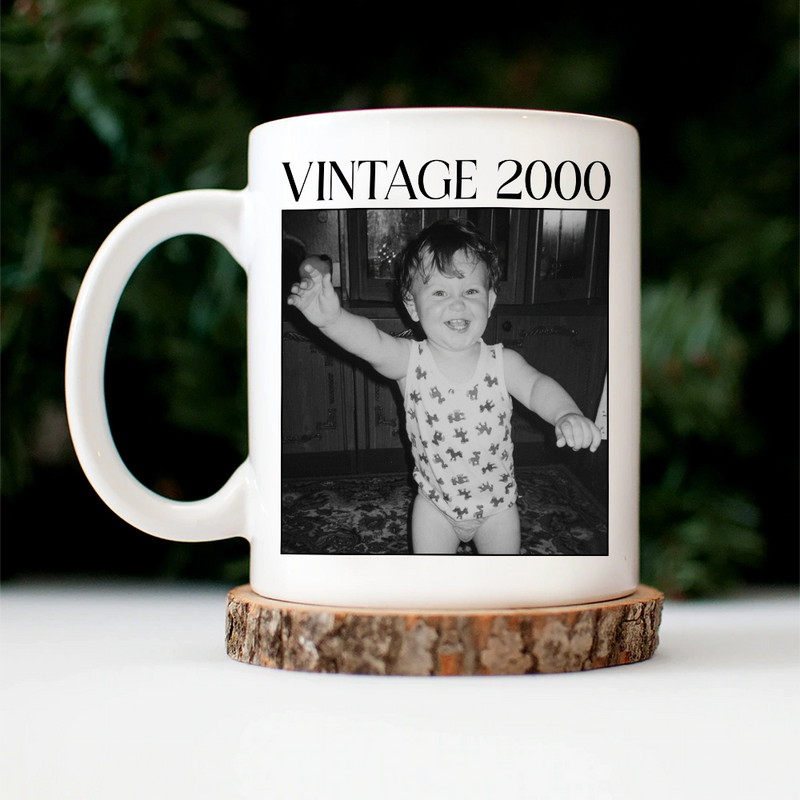 Gift For Mother,Gift For Grandma,Gift For Father,Gift For Grandpa,Love,Custom Photo - Custom Photo Vintage Image And Year - Personalized Mug