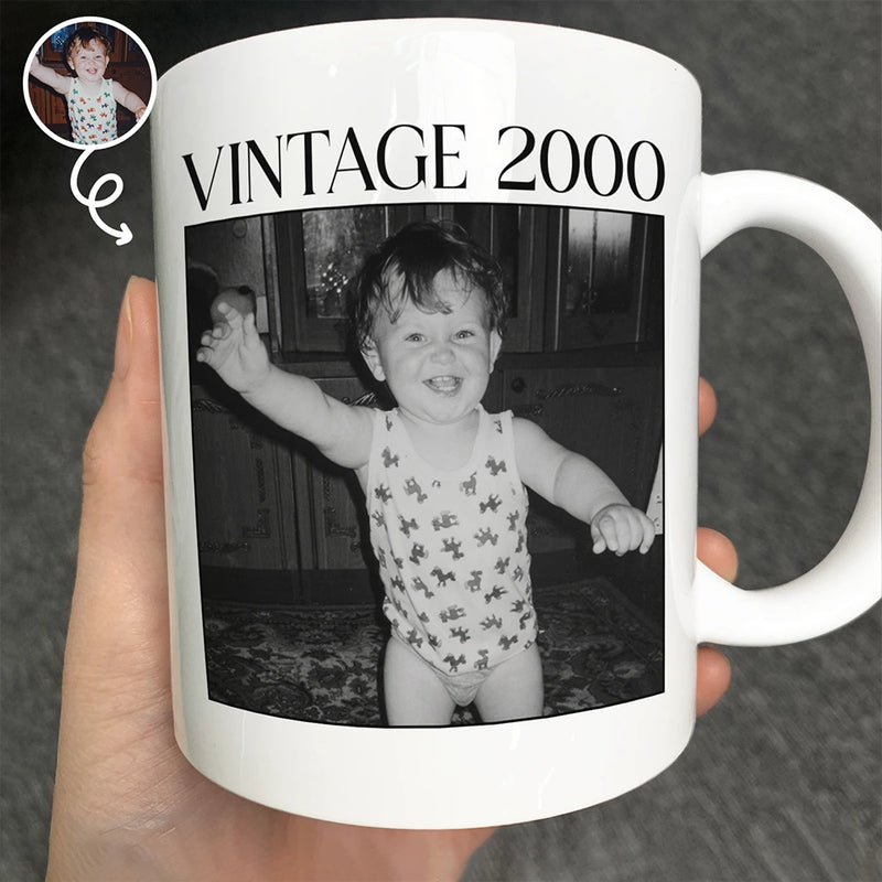 Gift For Mother,Gift For Grandma,Gift For Father,Gift For Grandpa,Love,Custom Photo - Custom Photo Vintage Image And Year - Personalized Mug