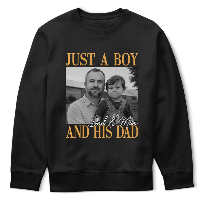 Custom Photo,Gift For Father,Dad - Daughters (Young),Photo,Proud - Custom Photo Vintage Photo Childhood Just A Dad And His Girl - Personalized T Shirt