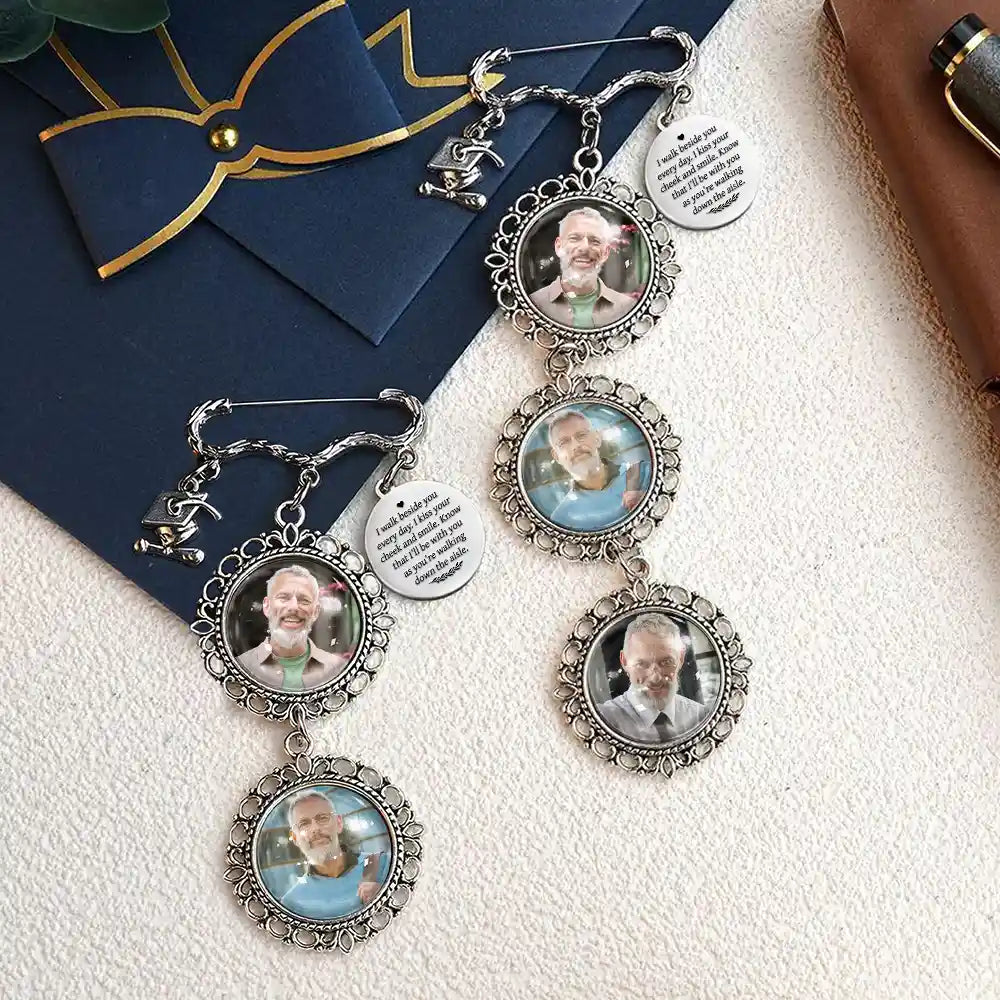 Graduation, Gift For Yourself, Custom Photo, Memorial, Sad - Custom Photo Walk Down The Aisle - Personalized Graduation Tassel Pin