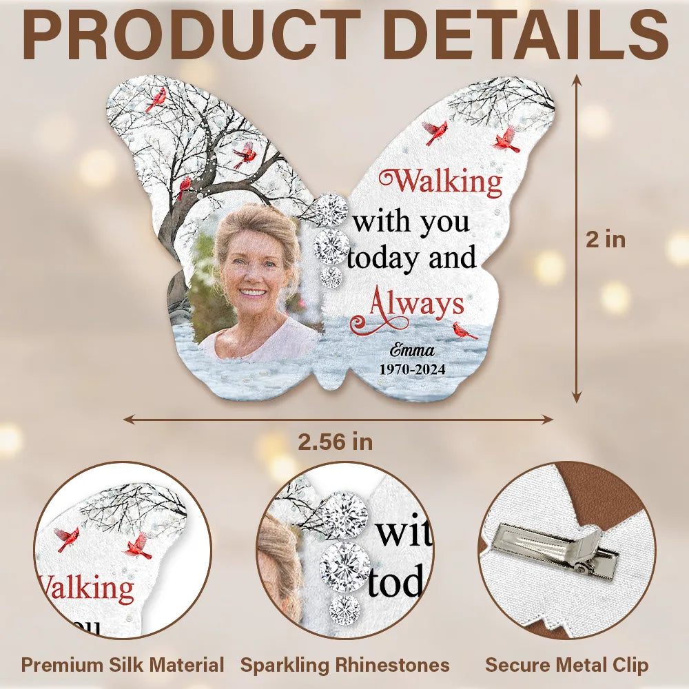 Sentimental,Custom Photo,Family,Wedding,Upload Full Photo - Custom Photo Walking With You Today And Always - Personalized Brooch
