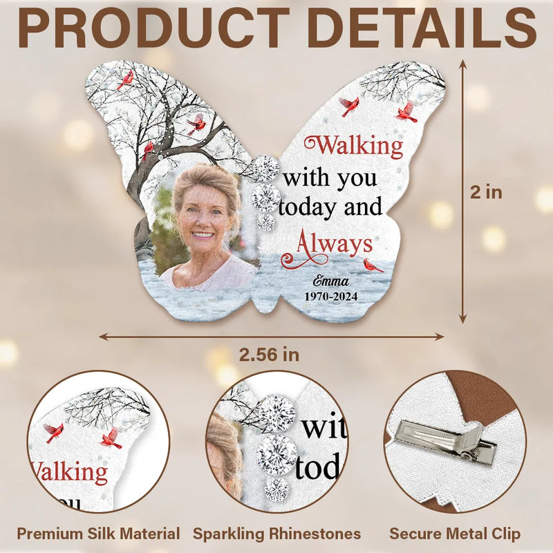 Sentimental,Custom Photo,Family,Wedding,Upload Full Photo - Custom Photo Walking With You Today And Always - Personalized Brooch