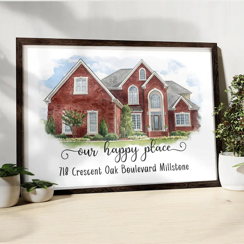 Custom Photo, Art Design, Family, Proud, Photo - Watercolor - With BG - Custom Photo Watercolor Painting Home Sweet Home - Personalized Poster