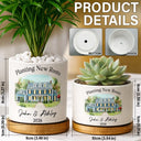 Art Design,New House,Gift For Couples,Photo - Watercolor - With BG,Happy - Custom Photo Watercolor Painting Planting New Roots New Home Just Married - Personalized Plant Pot