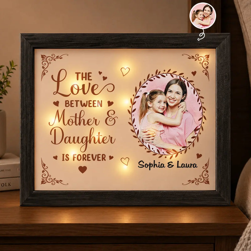 Art Design,Sentimental,Gift For Children,Christmas,Gift For Mother,Mom - Daughter (Young),Gift For Daughter,Photo - Watercolor - With BG - Custom Photo Watercolor Painting The Love Between Mother & Daughter Is Forever - Personalized LED Light Shadow Box