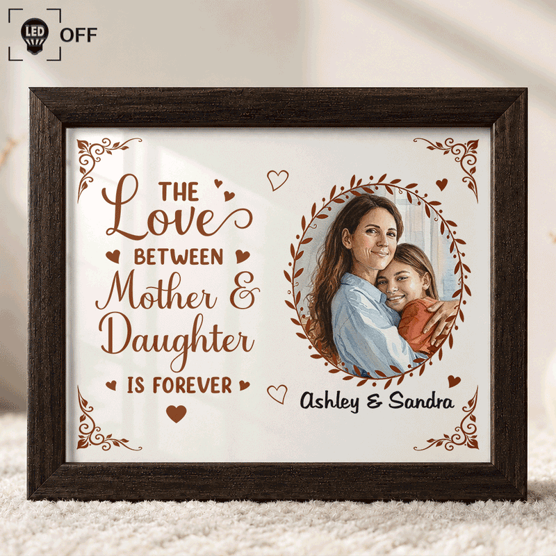 Art Design,Sentimental,Gift For Children,Christmas,Gift For Mother,Mom - Daughter (Young),Gift For Daughter,Photo - Watercolor - With BG - Custom Photo Watercolor Painting The Love Between Mother & Daughter Is Forever - Personalized LED Light Shadow Box