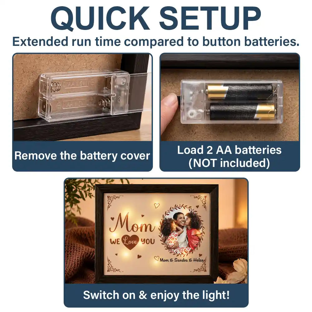 Art Design,Sentimental,Gift For Children,Christmas,Gift For Mother,Mom - Daughter (Young),Gift For Daughter,Photo - Watercolor - With BG - Custom Photo Watercolor Painting The Love Between Mother & Daughter Is Forever - Personalized LED Light Shadow Box