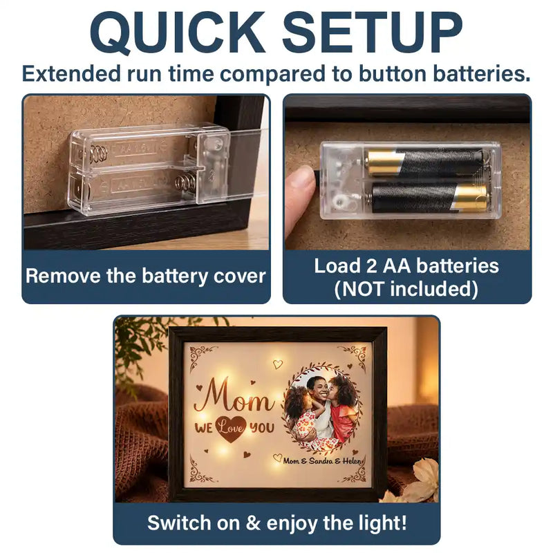 Art Design,Sentimental,Gift For Children,Christmas,Gift For Mother,Mom - Daughter (Young),Gift For Daughter,Photo - Watercolor - With BG - Custom Photo Watercolor Painting The Love Between Mother & Daughter Is Forever - Personalized LED Light Shadow Box