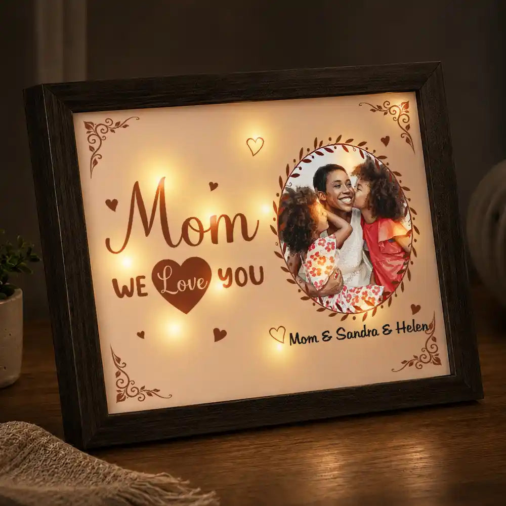 Art Design,Sentimental,Gift For Children,Christmas,Gift For Mother,Mom - Daughter (Young),Gift For Daughter,Photo - Watercolor - With BG - Custom Photo Watercolor Painting The Love Between Mother & Daughter Is Forever - Personalized LED Light Shadow Box