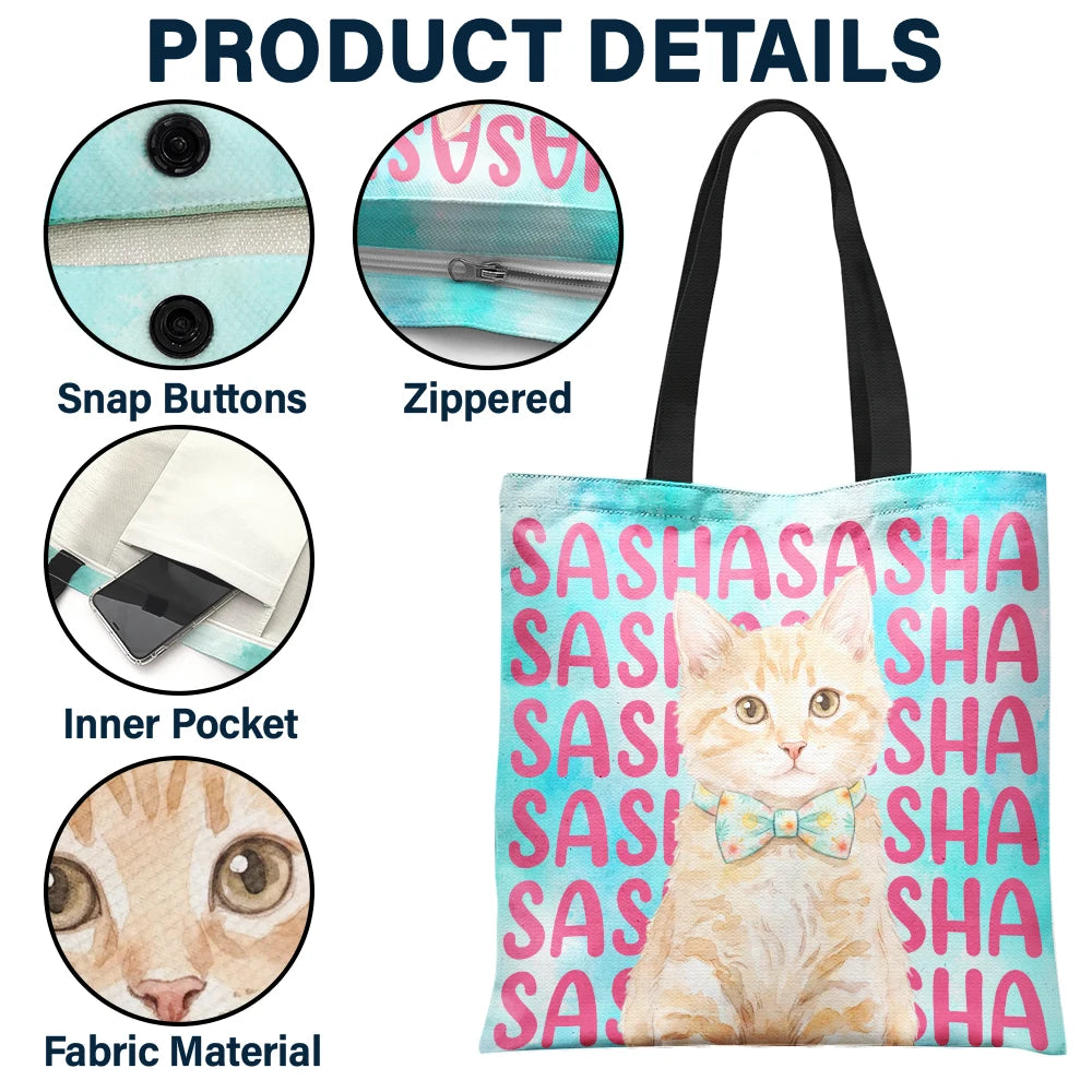 Top Market, Adorable, Art Design, Custom Photo, Summer, Pet Lovers, Photo - Watercolor Summer Pet With Accessories - Custom Photo Watercolor Pet With Summer Accessories Cute Dog Cat Portrait - Personalized Tote Bag