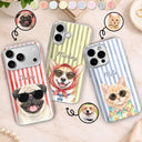 Custom Photo, Art Design, Summer, Pet Lovers, Playful, Photo - Watercolor Summer Pet With Accessories - Custom Photo Watercolor Pet With Summer Accessories Pet Portrait - Personalized Clear Phone Case