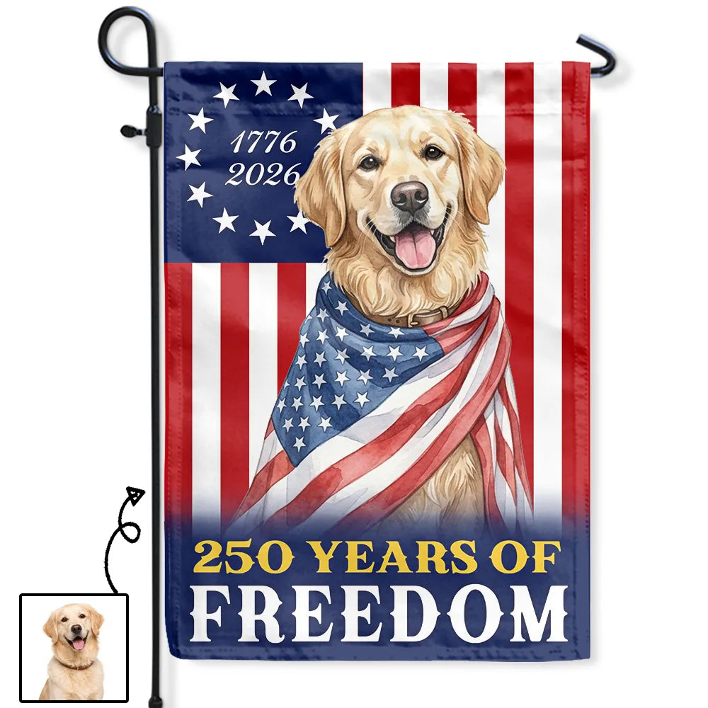Custom Photo Watercolor With US Accessories Dog Cat 250 Years Of Freedom - Personalized Flag