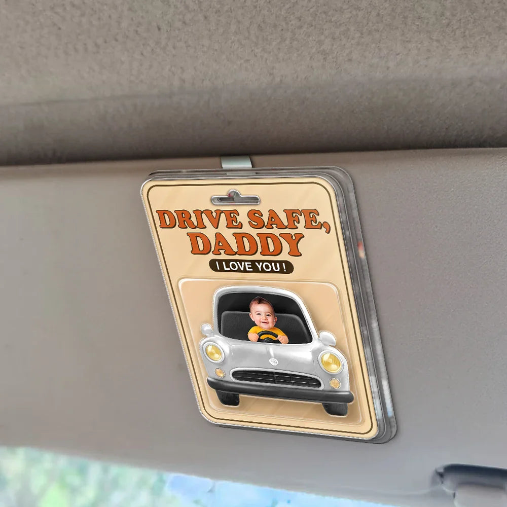 Custom Photo, Gift For Father, Gift For Grandpa, Love - Custom Photo We Love You Daddy - Personalized Custom Shaped Acrylic Car Visor Clip