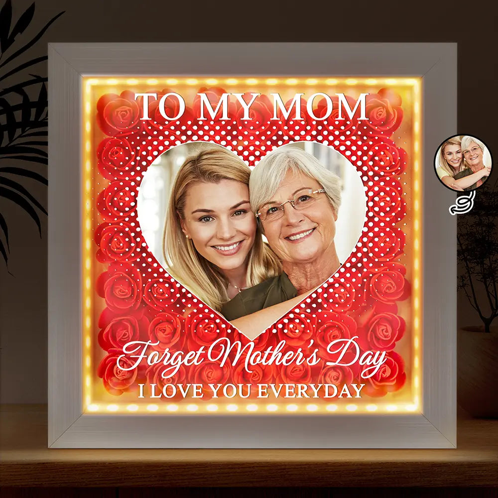 Custom Photo We Love You Everyday - Personalized LED Light Flower Shadow Box