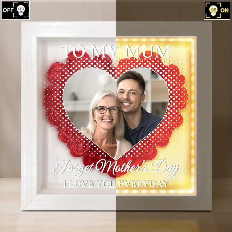 Gift For Mother,Gift For Grandma,Love,Family - Custom Photo We Love You Everyday - Personalized LED Light Flower Shadow Box