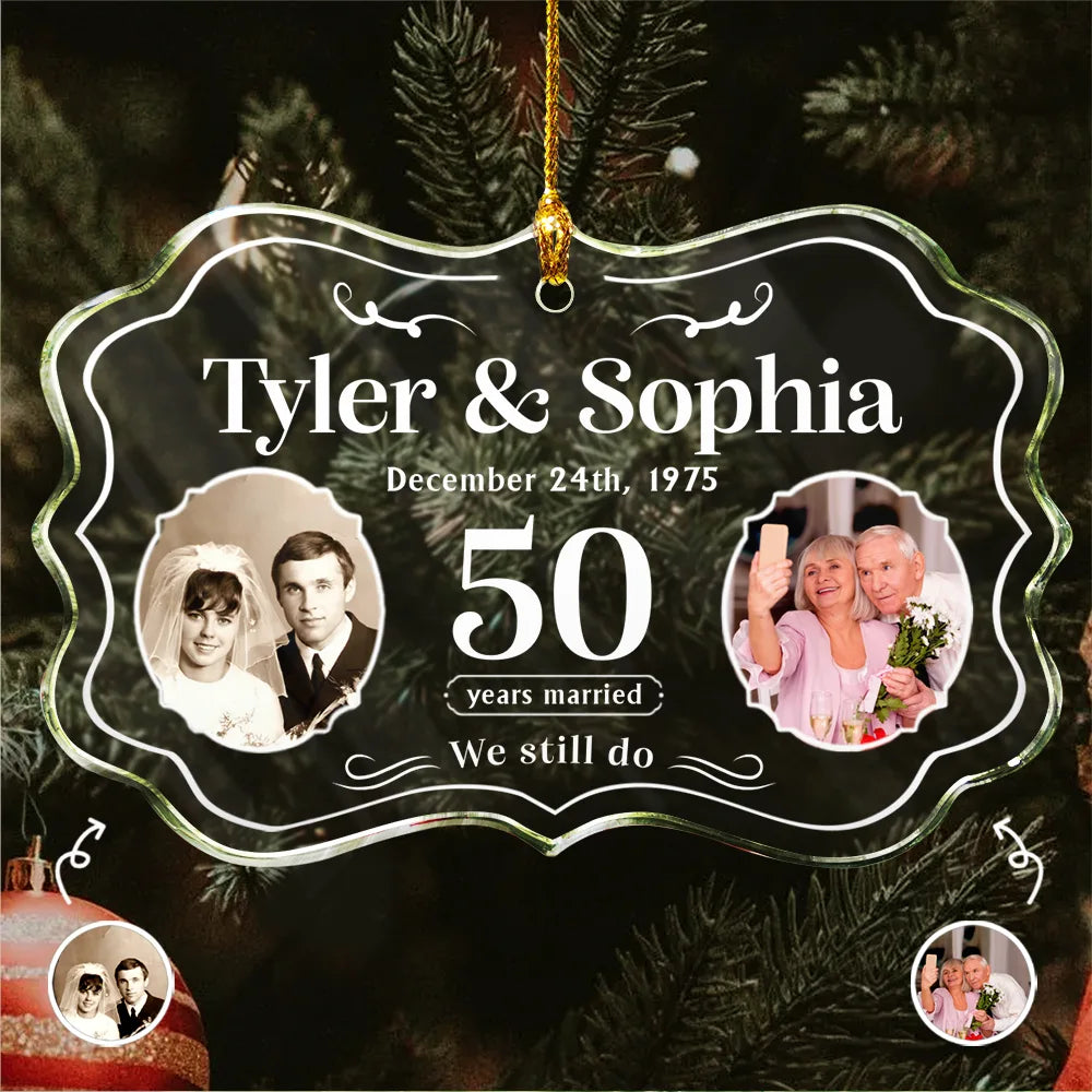 Custom Photo We Still Do Wedding Anniversary Gift - Personalized Medallion Glass Ornament