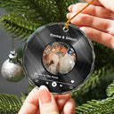 Christmas,Custom Photo,Gift For Couples,Gift For Husband,Gift For Wife,Gift For Boyfriend,Gift For Girlfriend,Happy - Custom Photo Wedding Song Favorite Couple Song - Personalized Circle Glass Ornament