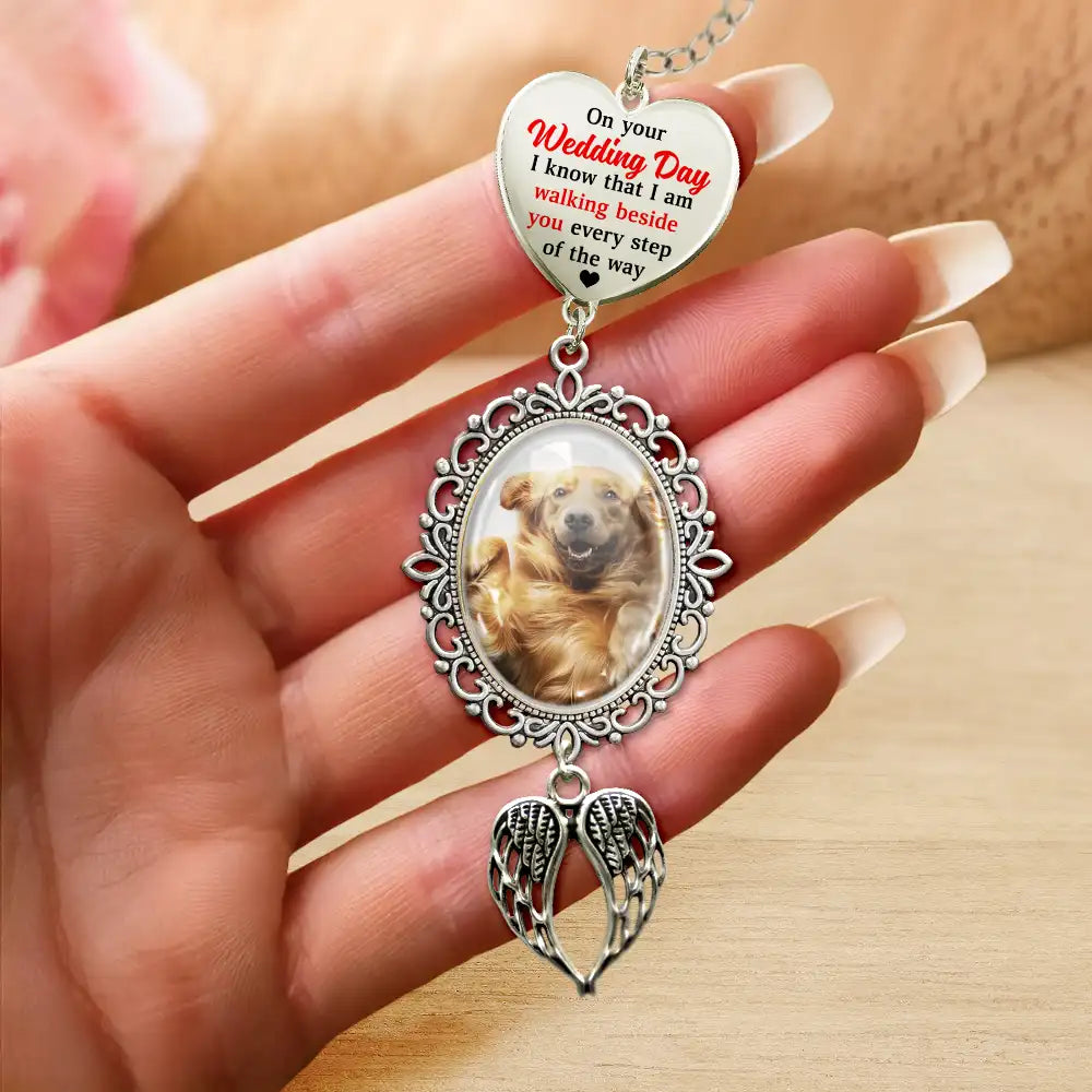Custom Photo, Wedding, Gift For Yourself, Sympathetic, Upload Full Photo - Custom Photo Wedding Walking Beside You Memorial - Personalized Wedding Charm