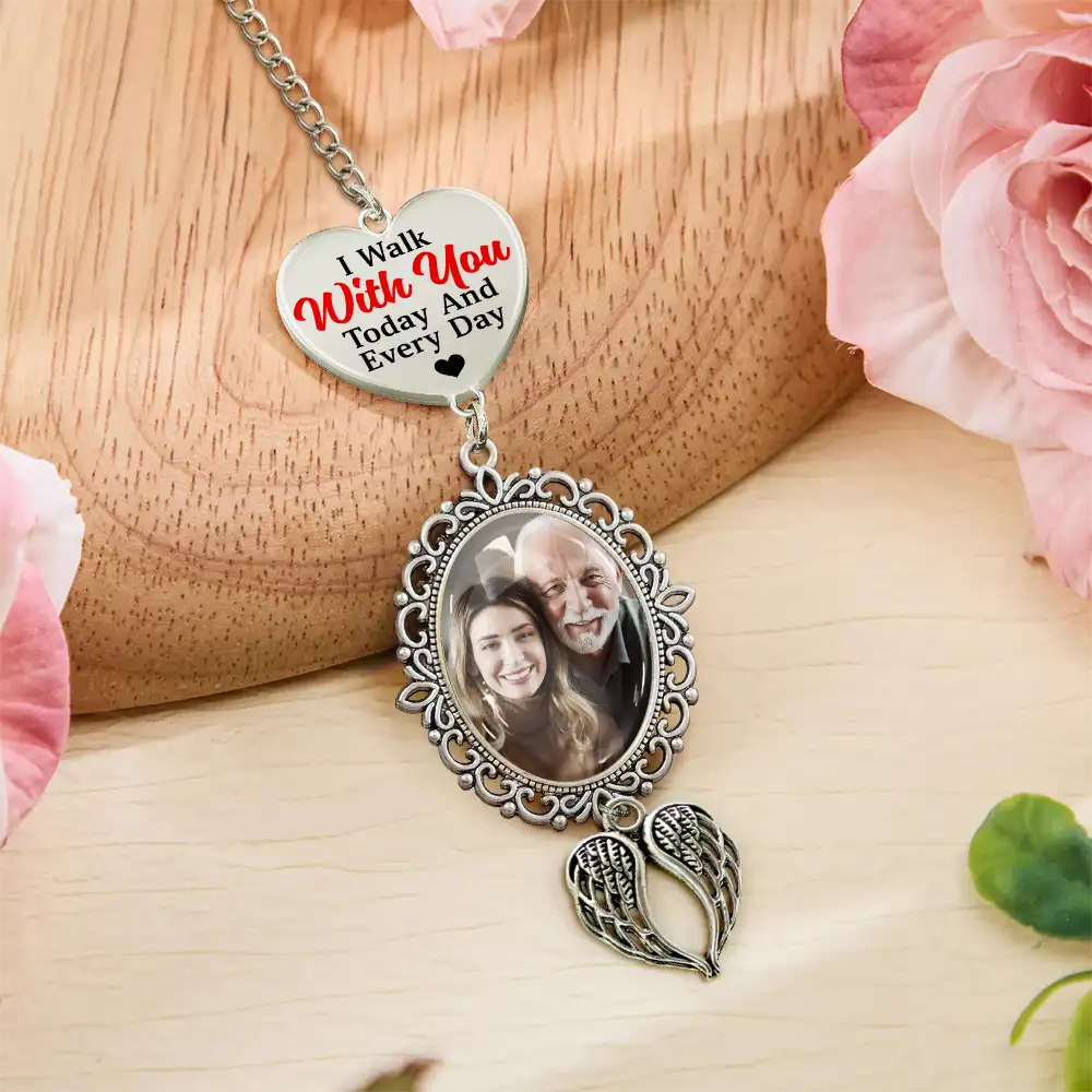 Custom Photo, Wedding, Gift For Yourself, Sympathetic, Upload Full Photo - Custom Photo Wedding Walking Beside You Memorial - Personalized Wedding Charm