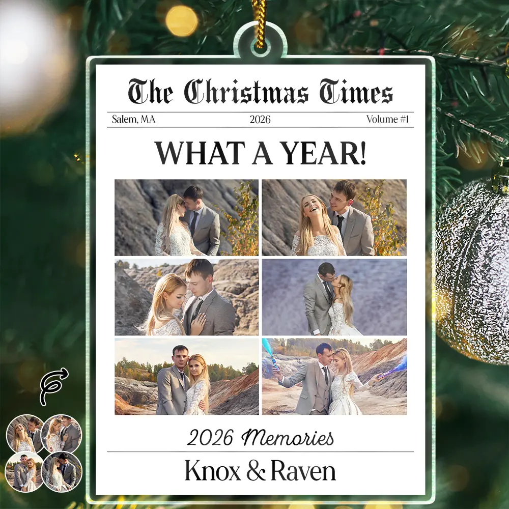 Custom Photo What A Year Best Memories Of The Year - Personalized Custom Shaped Acrylic Ornament