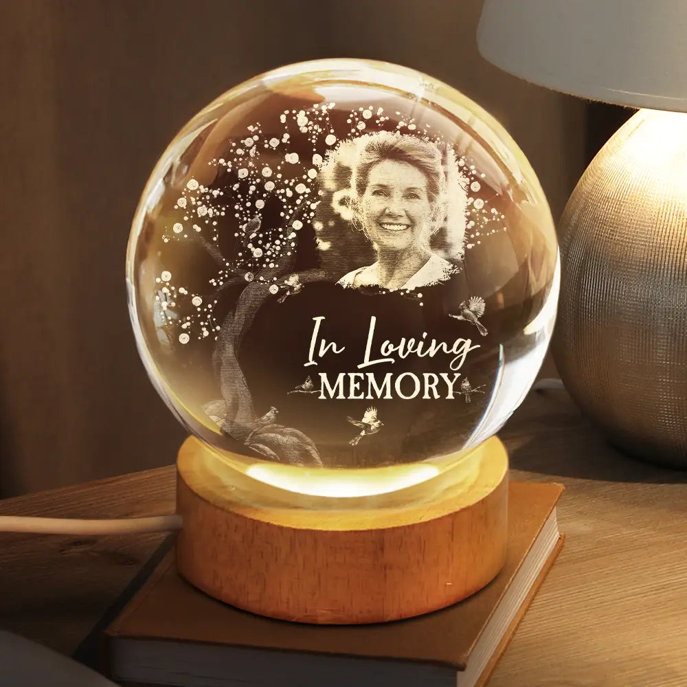 Sad,Custom Photo,Memorial - Custom Photo When You Miss Me - Personalized Crystal Globe Lamp