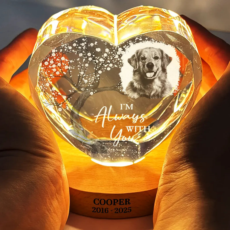 Memorial, Family, Parents, Gift For Grandparents, Gift For Sibling, Sad - Custom Photo When You Miss Me Have No Fear Memorial - Personalized Crystal Heart Shaped Lamp