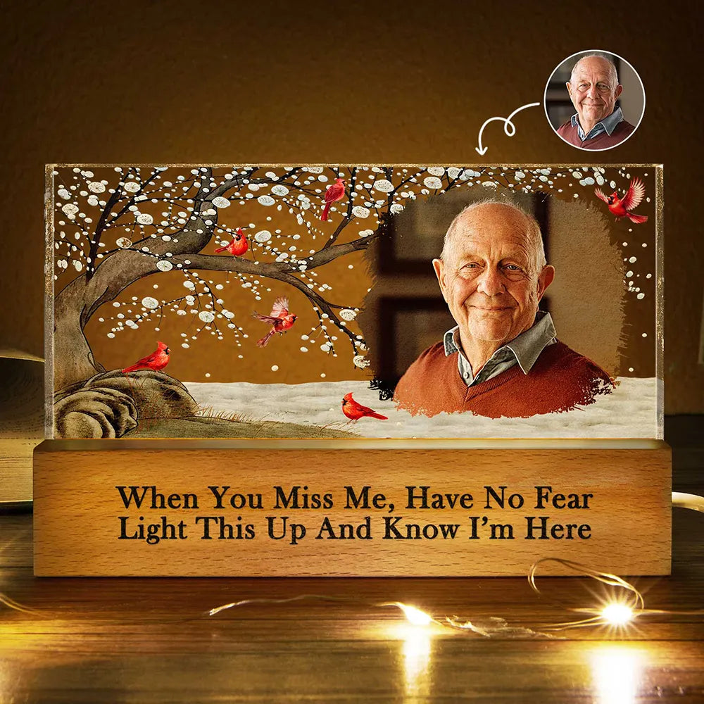 Sad,Memorial,Gift For Grandparents,Gift For Sibling,Family,Parents,Pet Lovers - Custom Photo When You Miss Me Have No Fear Memorial - Personalized Rectangle LED Light